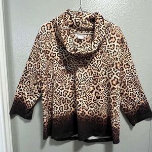 Allison Daley Animal Print Cowl Neck Top